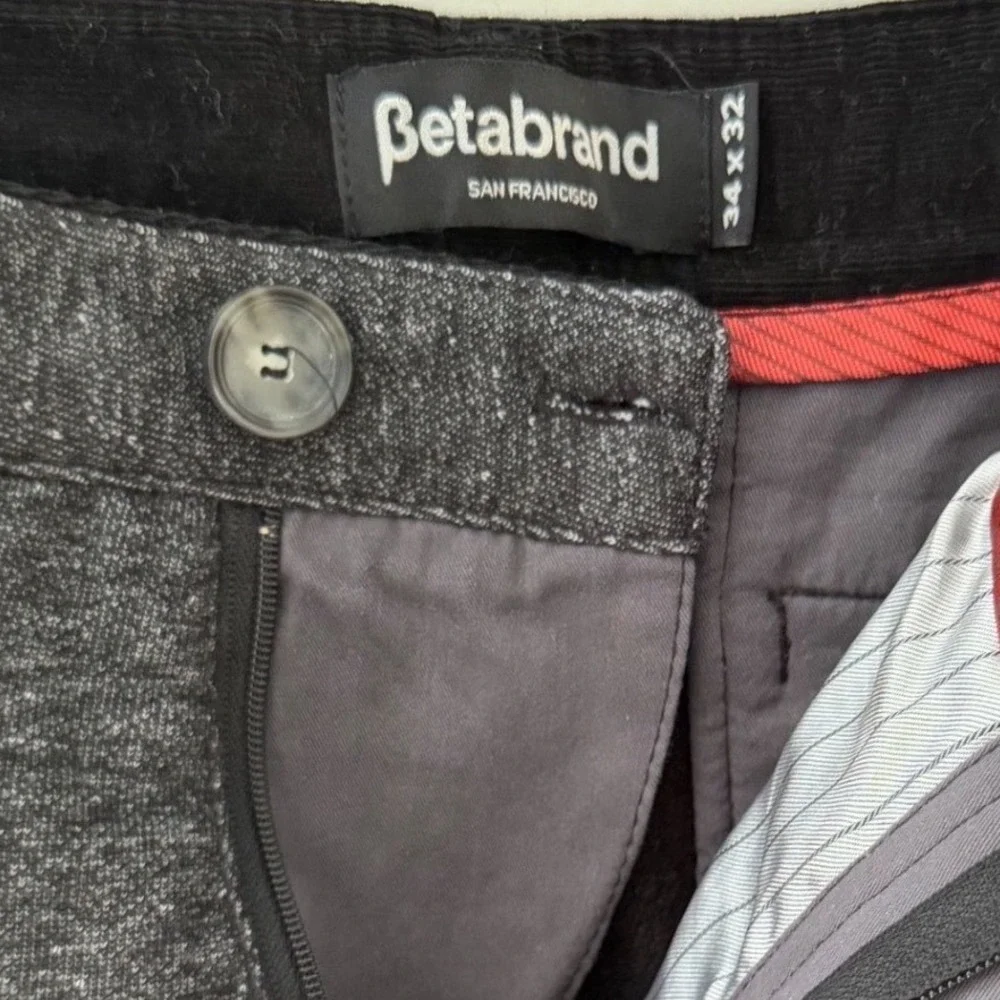 Betabrand Dress Pant Sweatpants Charcoal Heather Gray Straight Leg 34X32‎